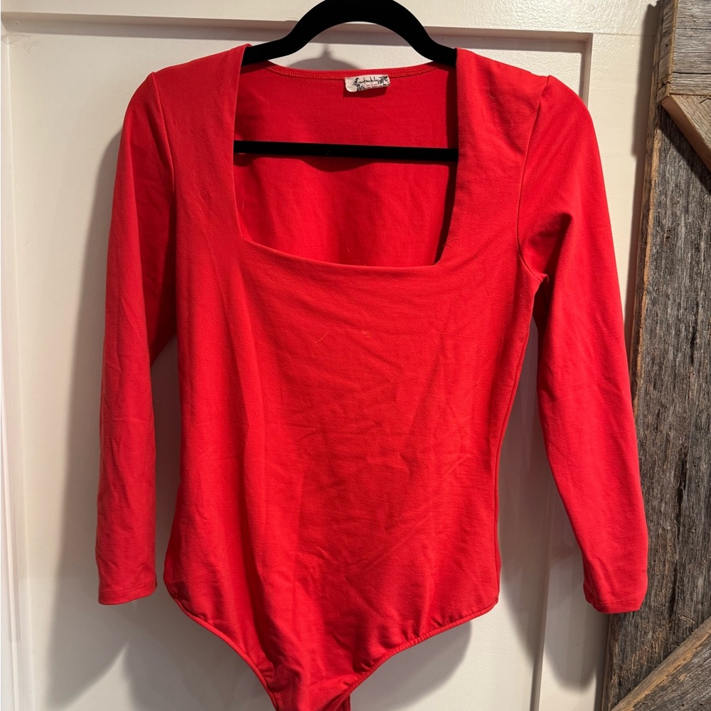 Free People Body Suit Color: Red.